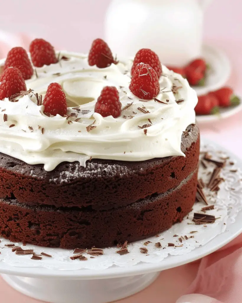 Chocolate Chiffon Cake with Vanilla Frosting