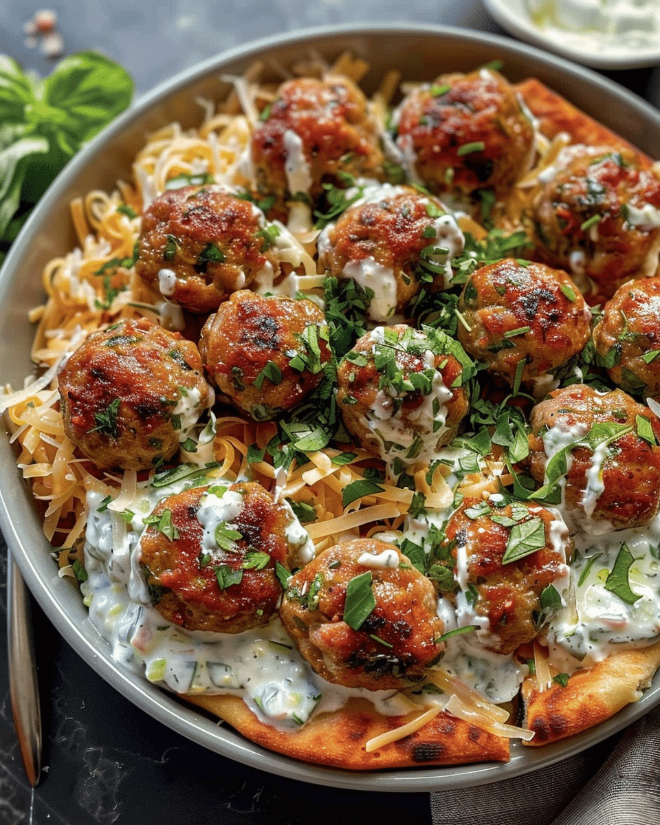 Greek Chicken Meatballs with Homemade Tzatziki