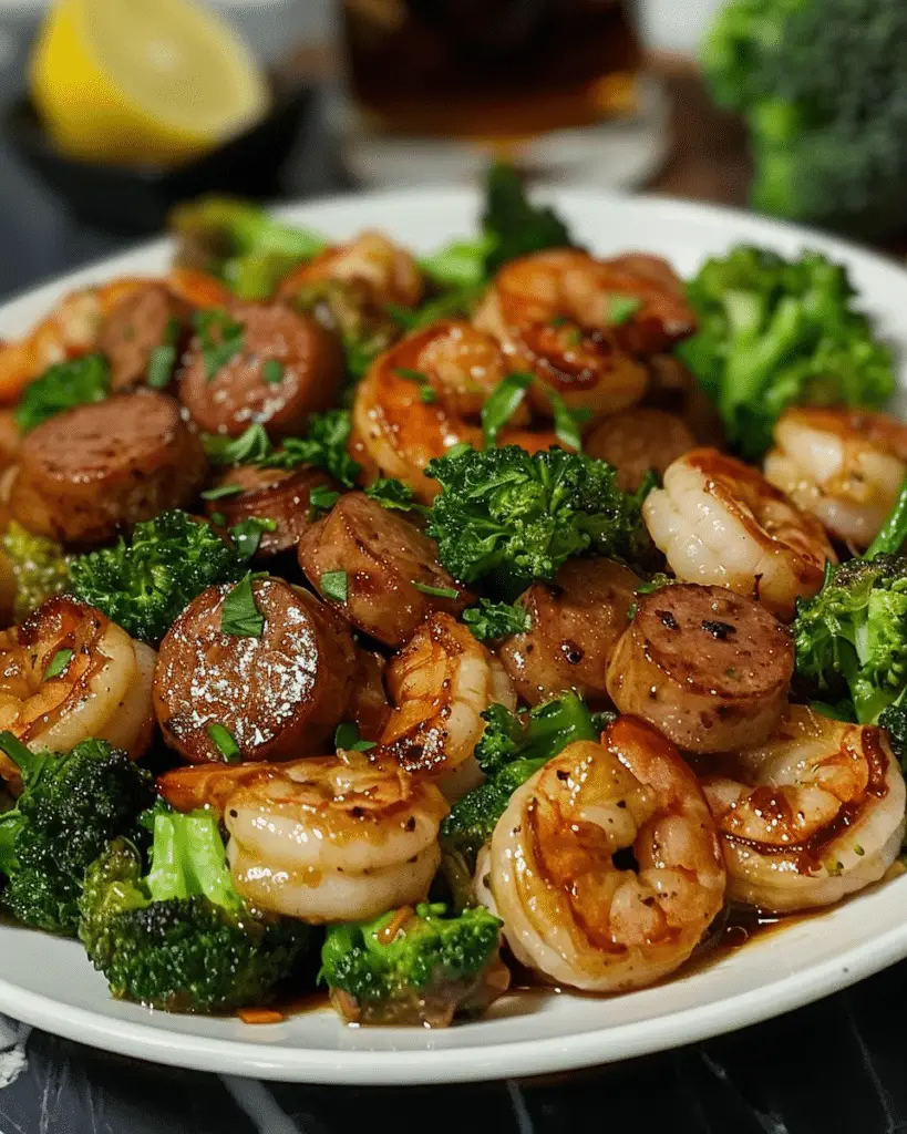 Honey Garlic Shrimp, Sausage & Broccoli