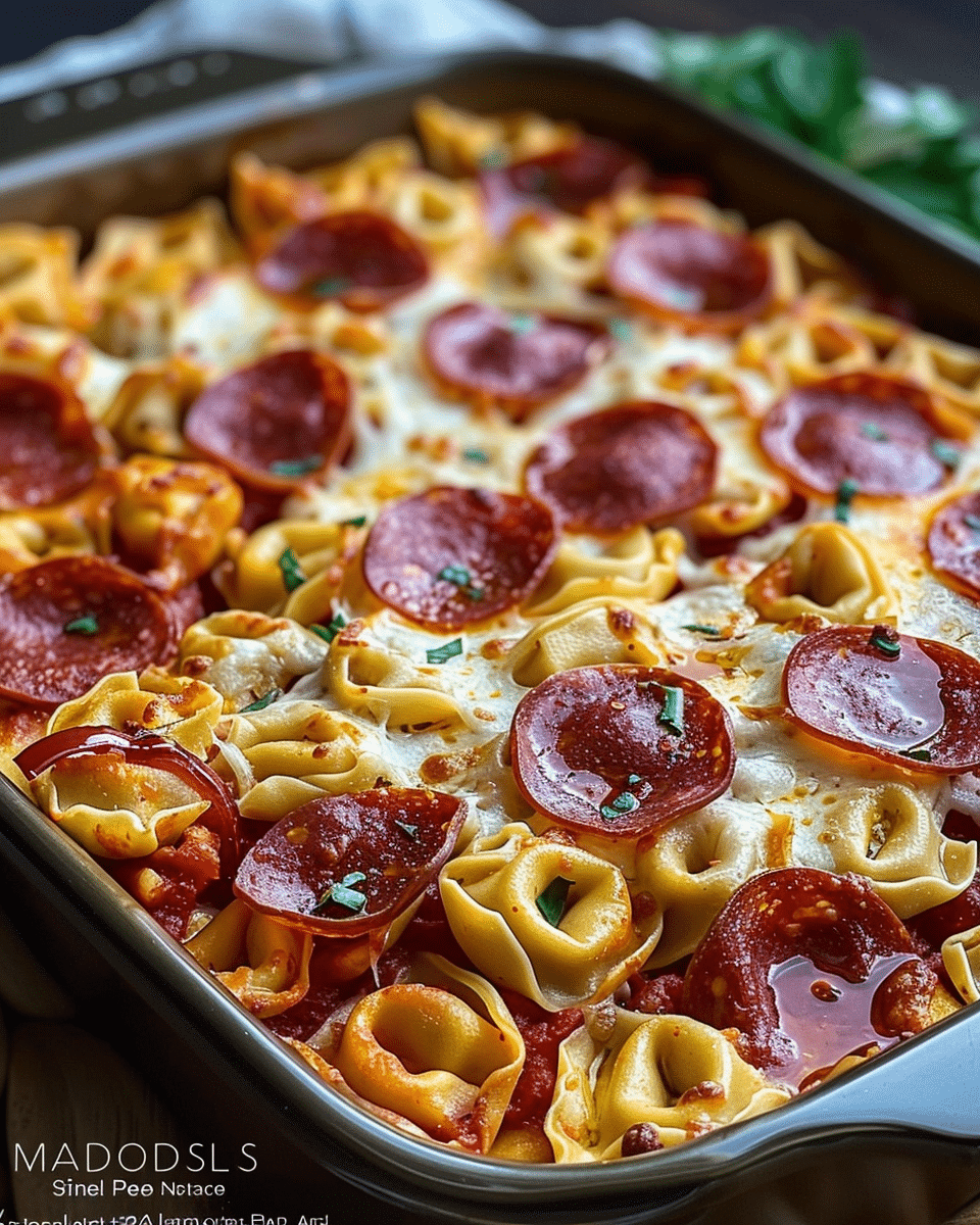 Cheese Tortellini Pepperoni Pizza Casserole