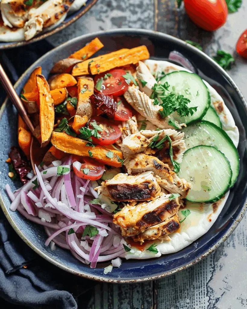 Chicken Shawarma and Sweet Potato Fries