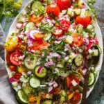 Mediterranean Salad with Cucumber, Tomato, and Onion