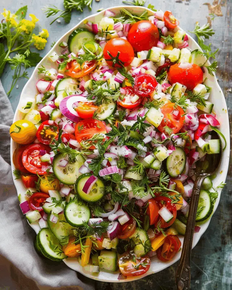 Mediterranean Salad with Cucumber, Tomato, and Onion