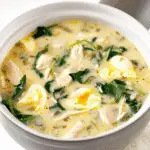 Creamy Chicken Egg Drop Soup With Spinach