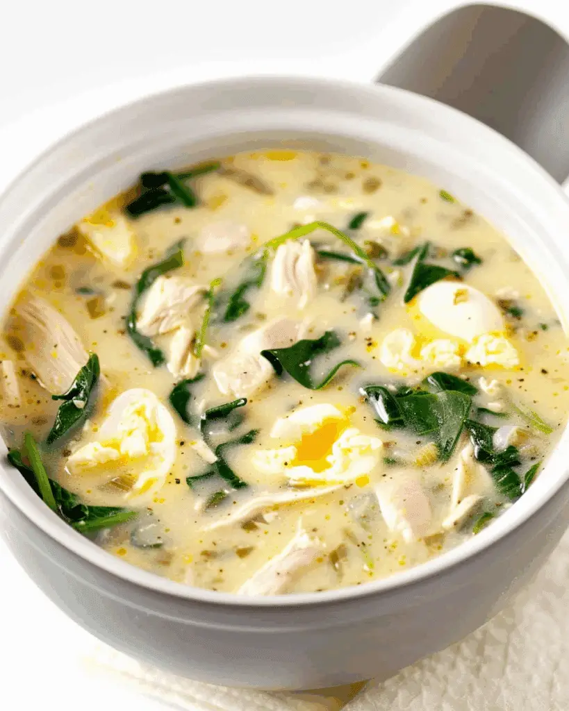 Creamy Chicken Egg Drop Soup With Spinach