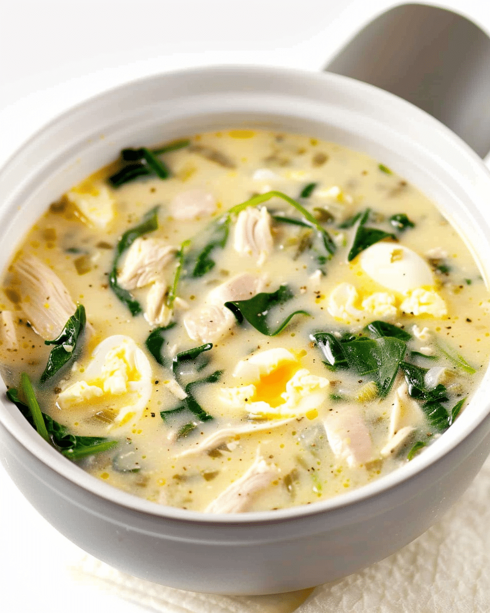 Creamy Chicken Egg Drop Soup With Spinach