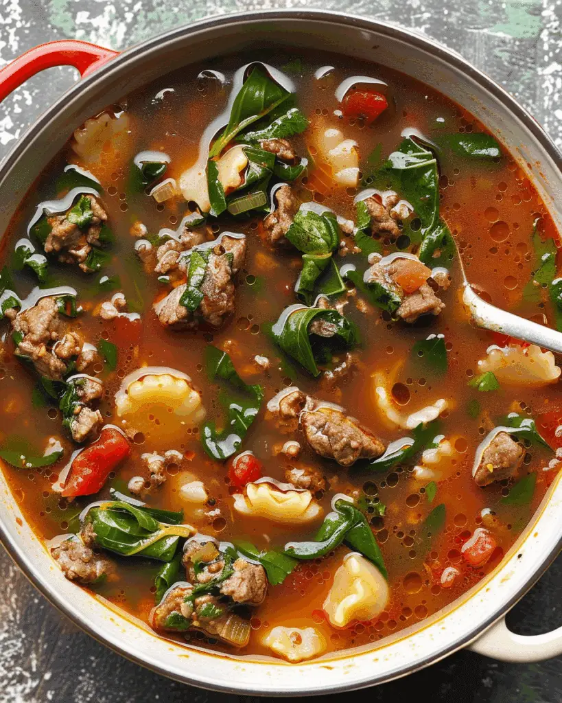 One-Pot Spinach Beef Soup