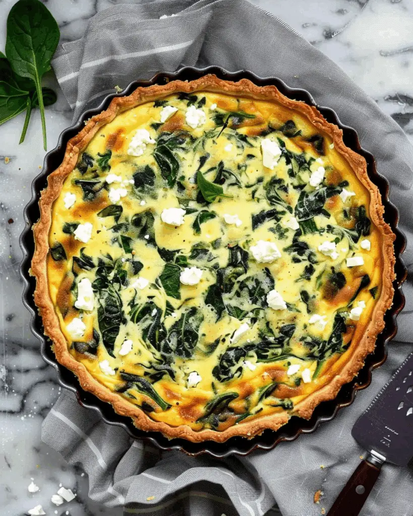 Spinach and Feta Quiche with Cauliflower Crust