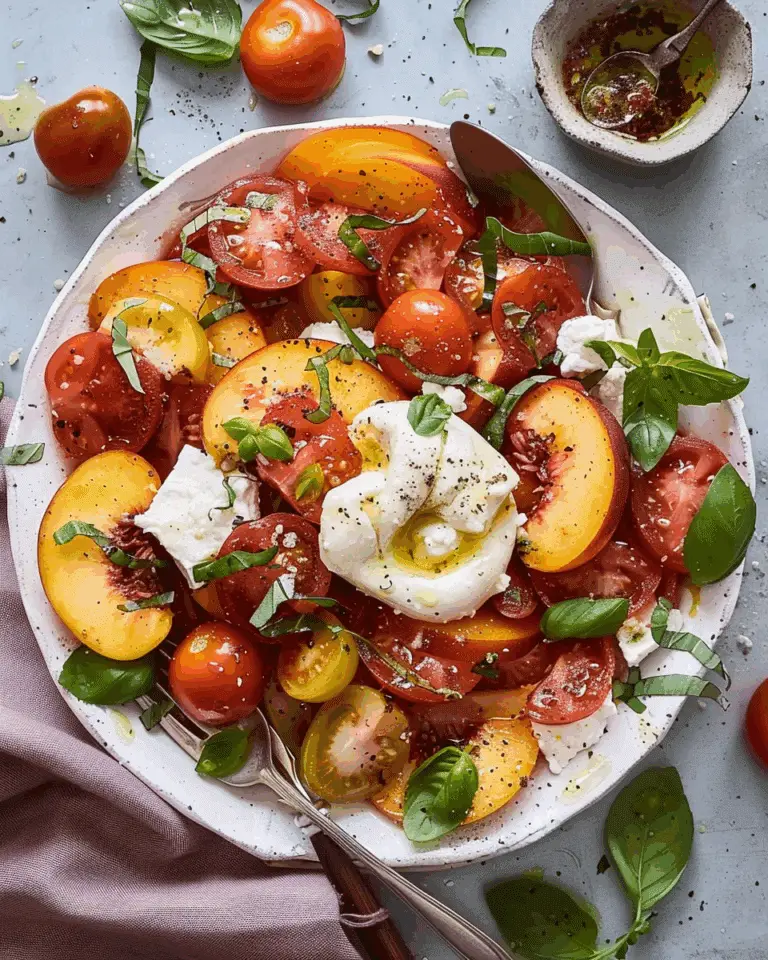 Tomato Peach Burrata Salad
