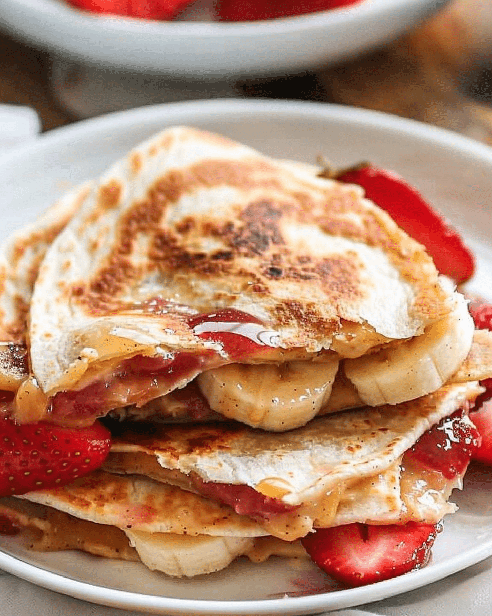 Peanut Butter, Strawberry, and Banana Qasadillas