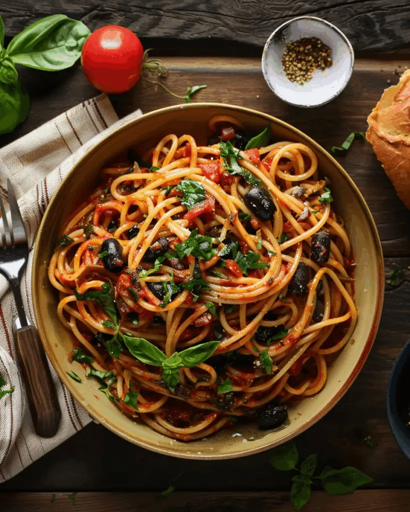 Pasta Puttanesca Without Anchovies