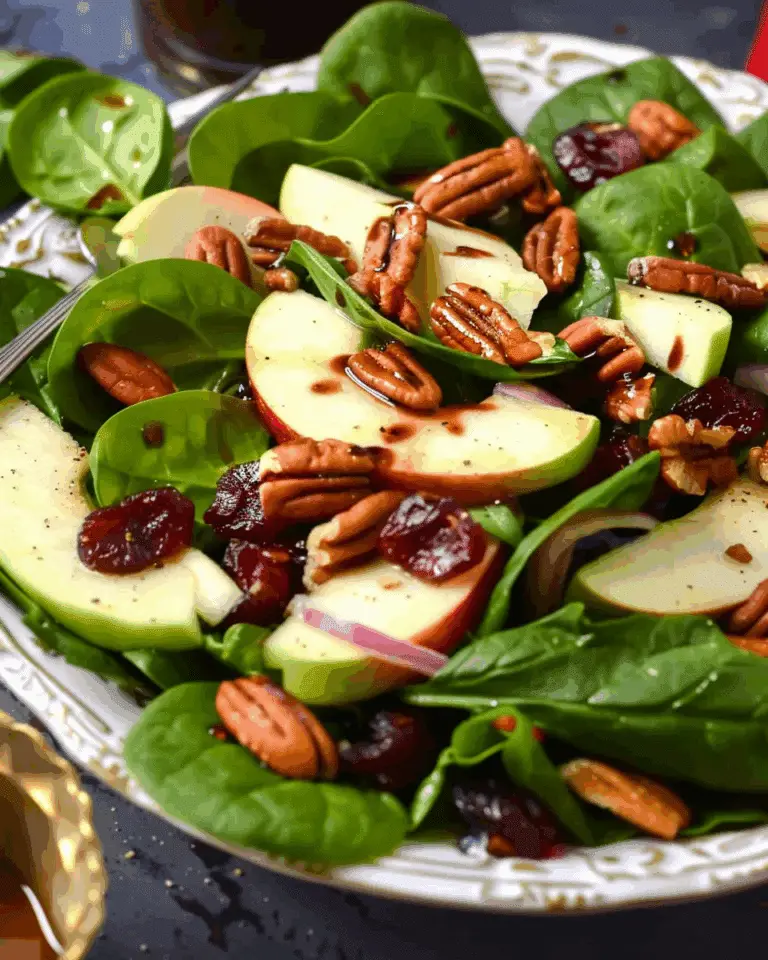 Apple, Pecan, Cranberry, and Avocado Spinach Salad with Balsamic Dressing