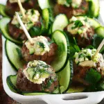 Cucumber-Wrapped, Feta-Stuffed Meatballs