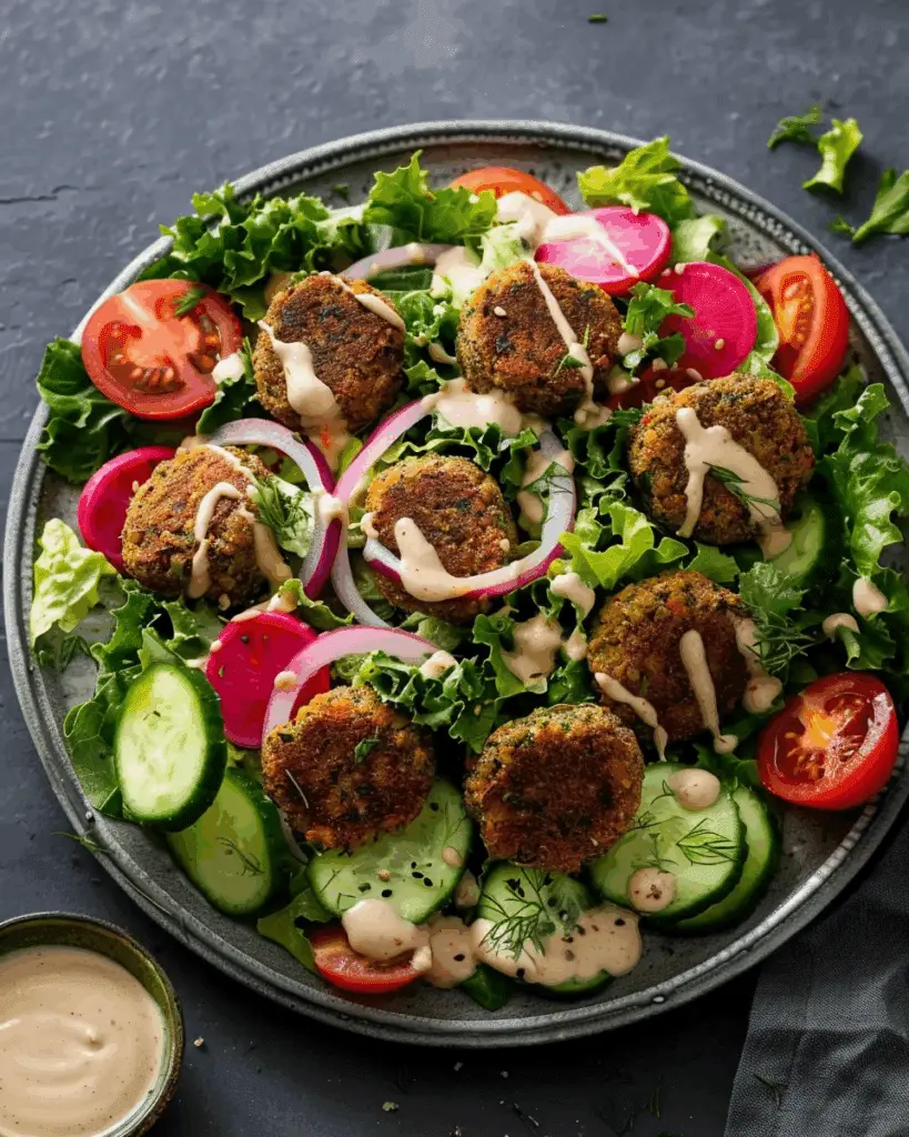 Falafel Salad with Lemon-Tahini Dressing