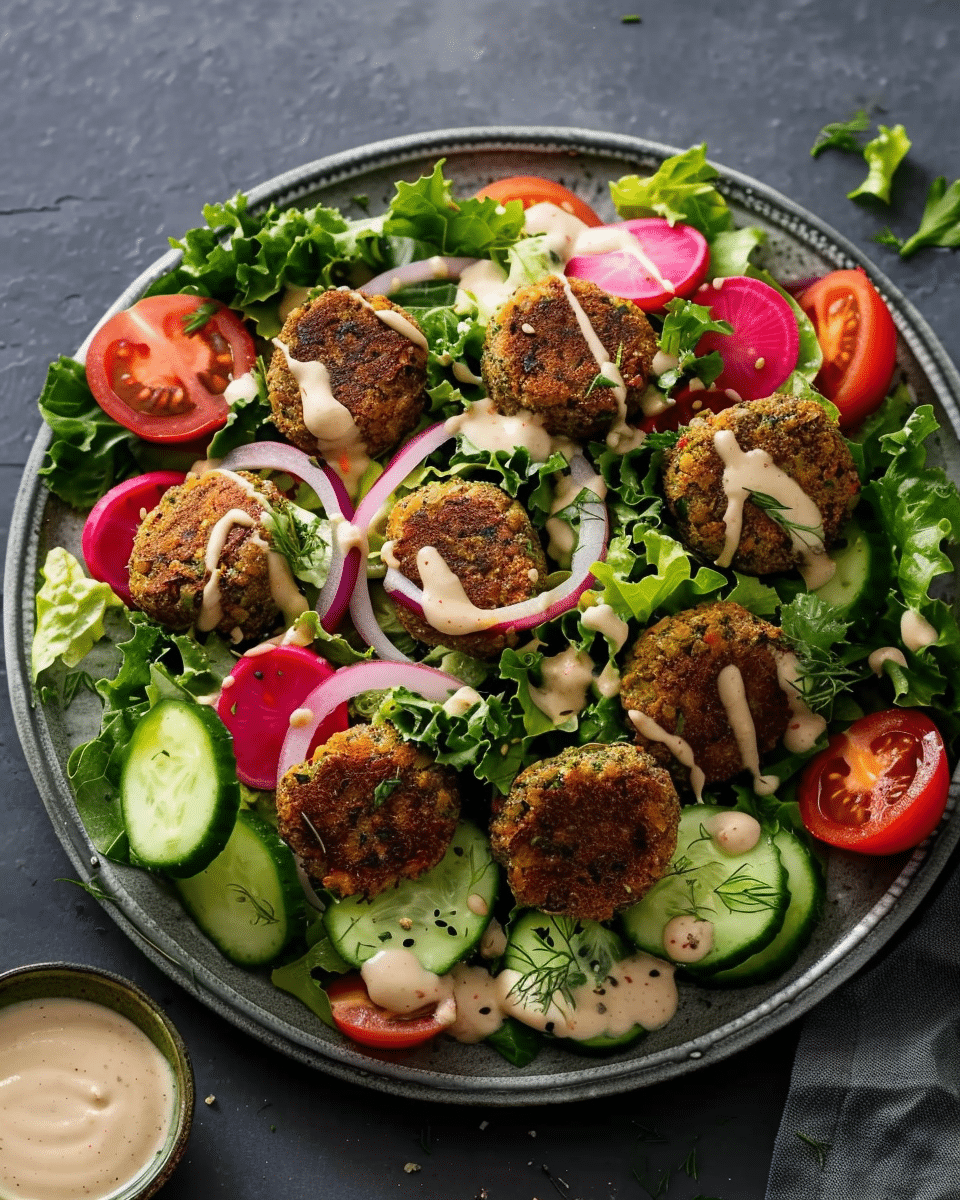 Falafel Salad with Lemon-Tahini Dressing