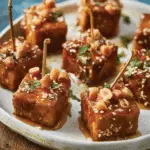 Glazed Tofu Bites with Peanuts and Ginger