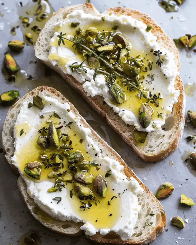 Whipped Ricotta Toast with Pistachio and Lemon Thyme Honey