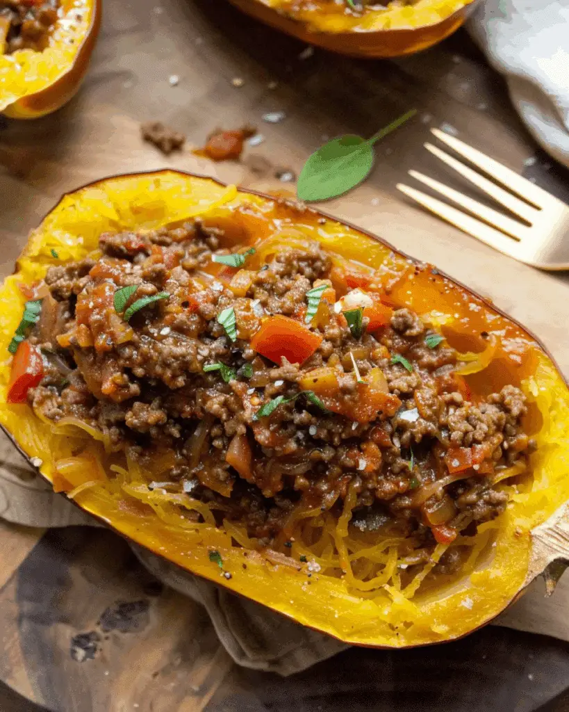 Spaghetti Squash with Beef Sauce