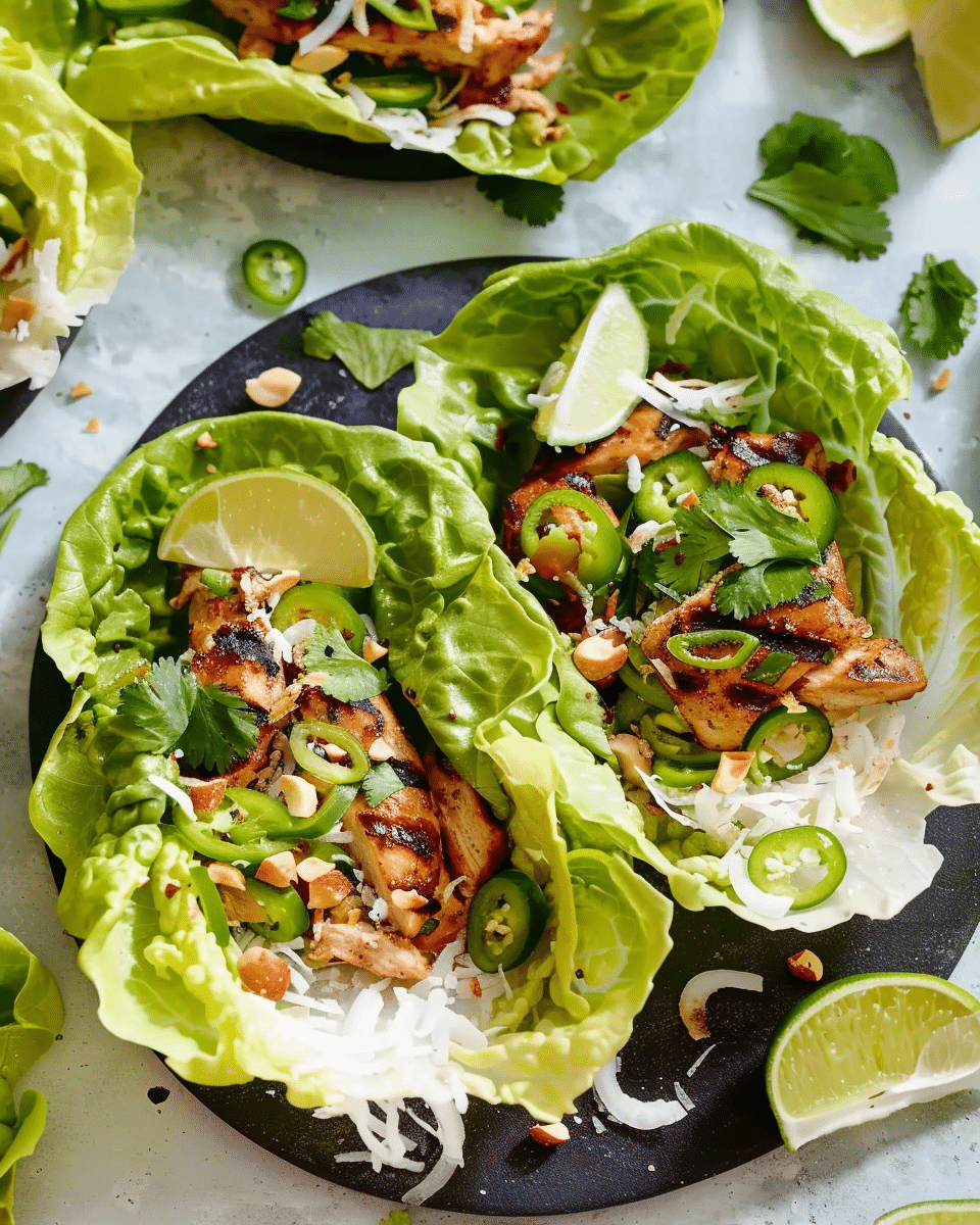 Spicy Coconut Grilled Chicken Lettuce Wraps