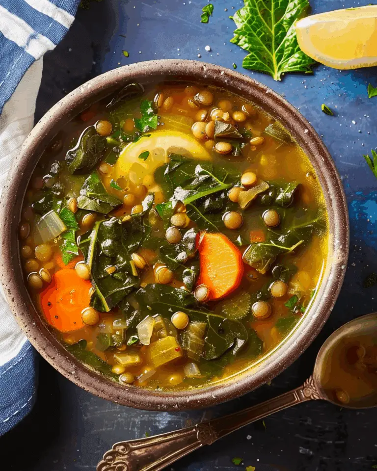 Lemony Lentil Soup with Collards