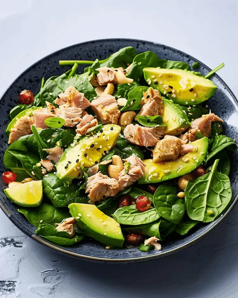 Avocado Tuna Spinach Salad