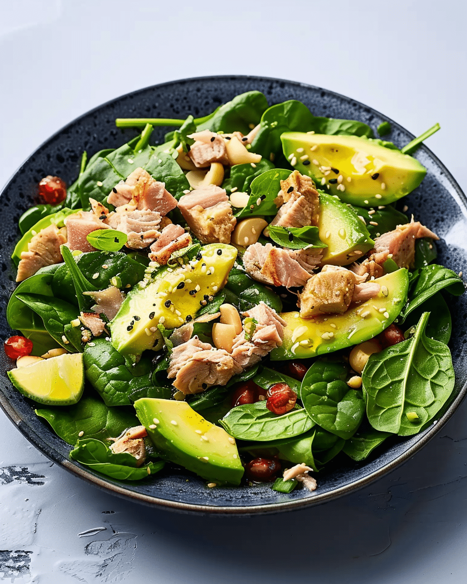 Avocado Tuna Spinach Salad