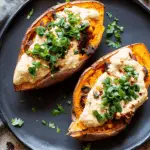 Stuffed Sweet Potato with Hummus Dressing