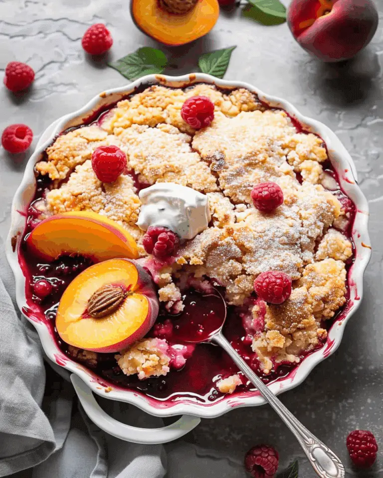 Peach and Raspberry Cobbler