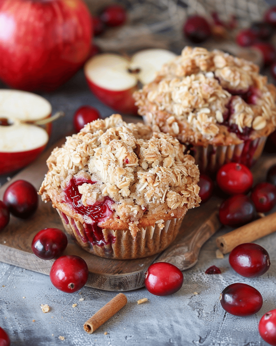 Apple Cranberry Muffins with Streusel Topping