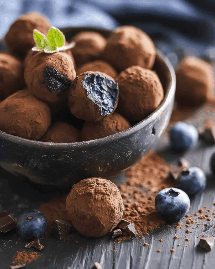 Vegan Chocolate Truffles with Blueberries