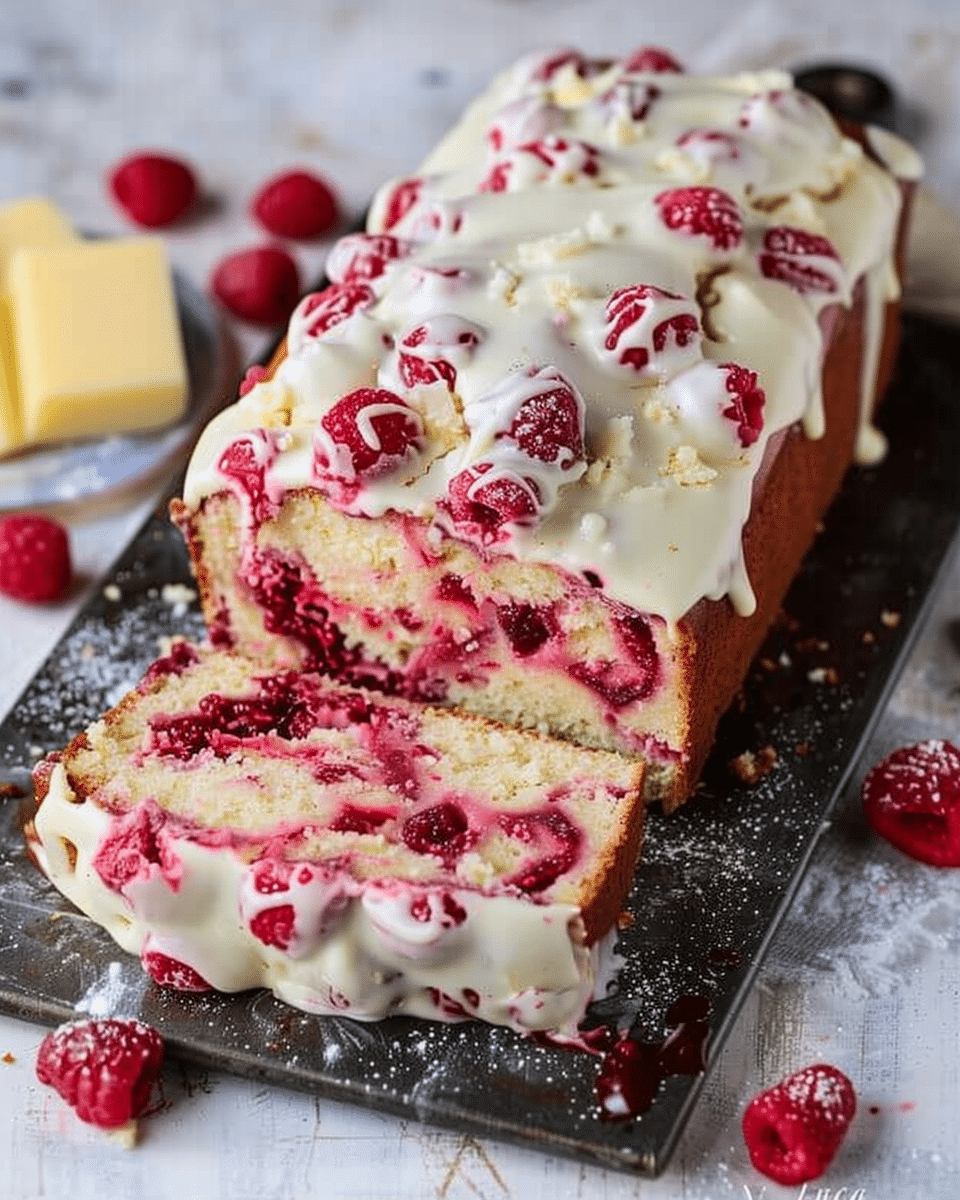 White Chocolate and Raspberry Loaf Cake