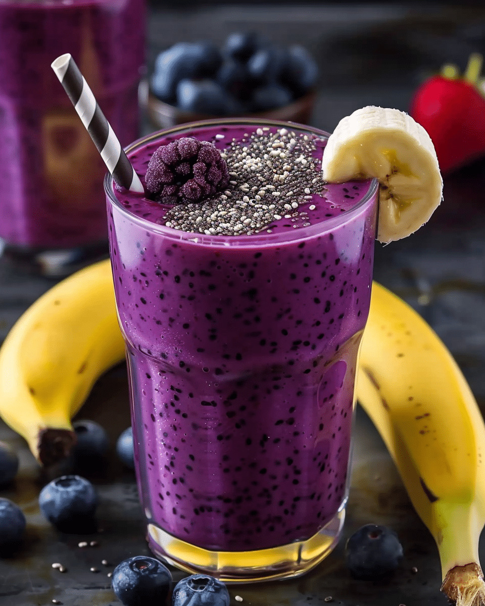 Healthy Blueberry Smoothie with Banana and Chia Seeds Recipe