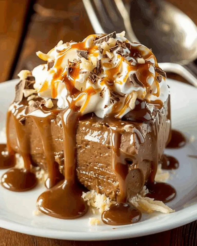 Chocolate Mousse Dessert with Warm Caramel Sauce