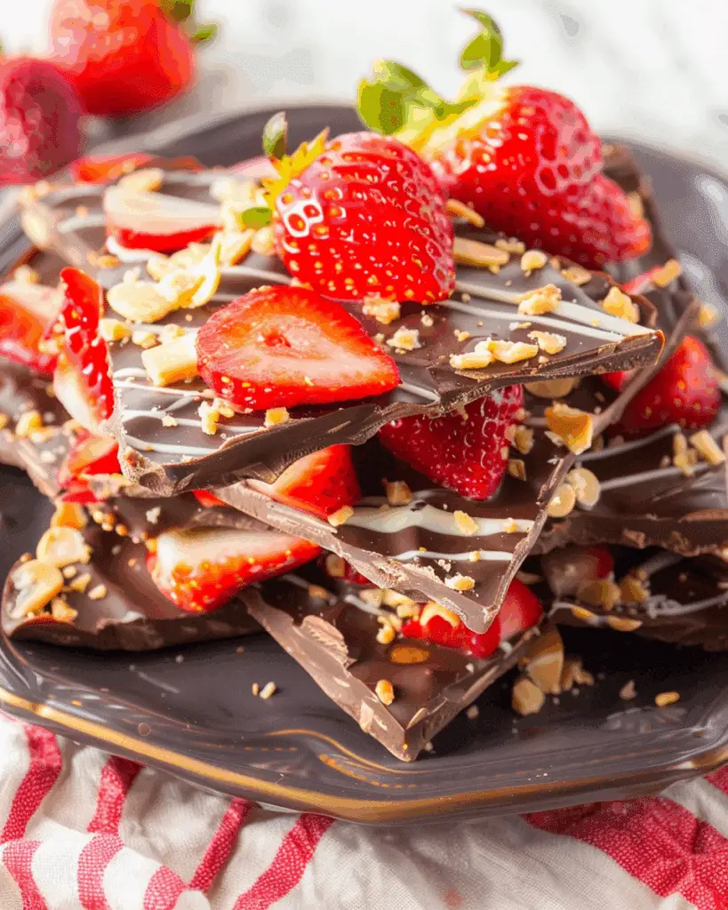 Chocolate Covered Strawberry Toffee Bark