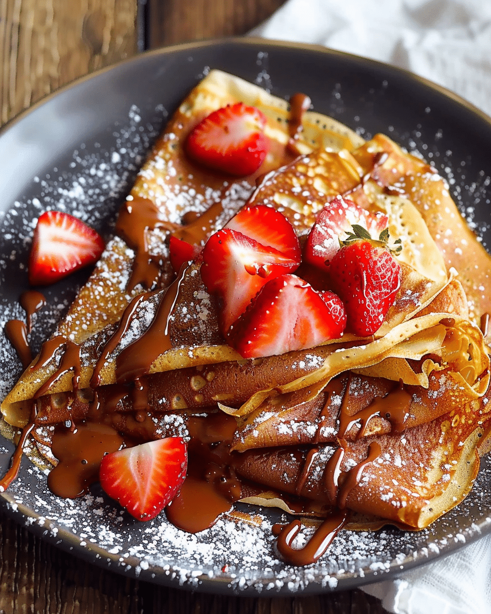 Chocolate Crepes with Strawberries