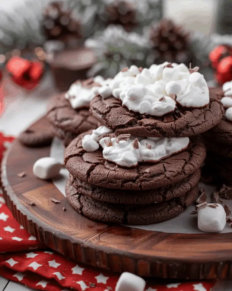 Hot Chocolate Cookies with Homemade Marshmallow Fluff