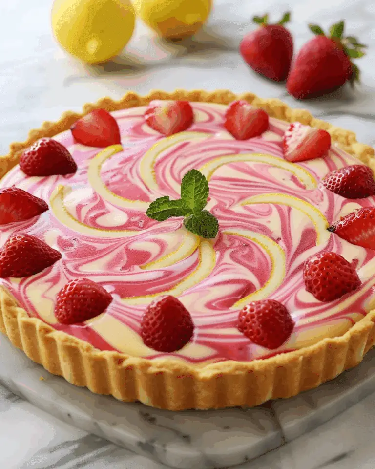 No-Bake Strawberry Lemon Swirl Tart