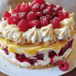 Indulge in a Heavenly Lemon Raspberry Meringue Cheesecake