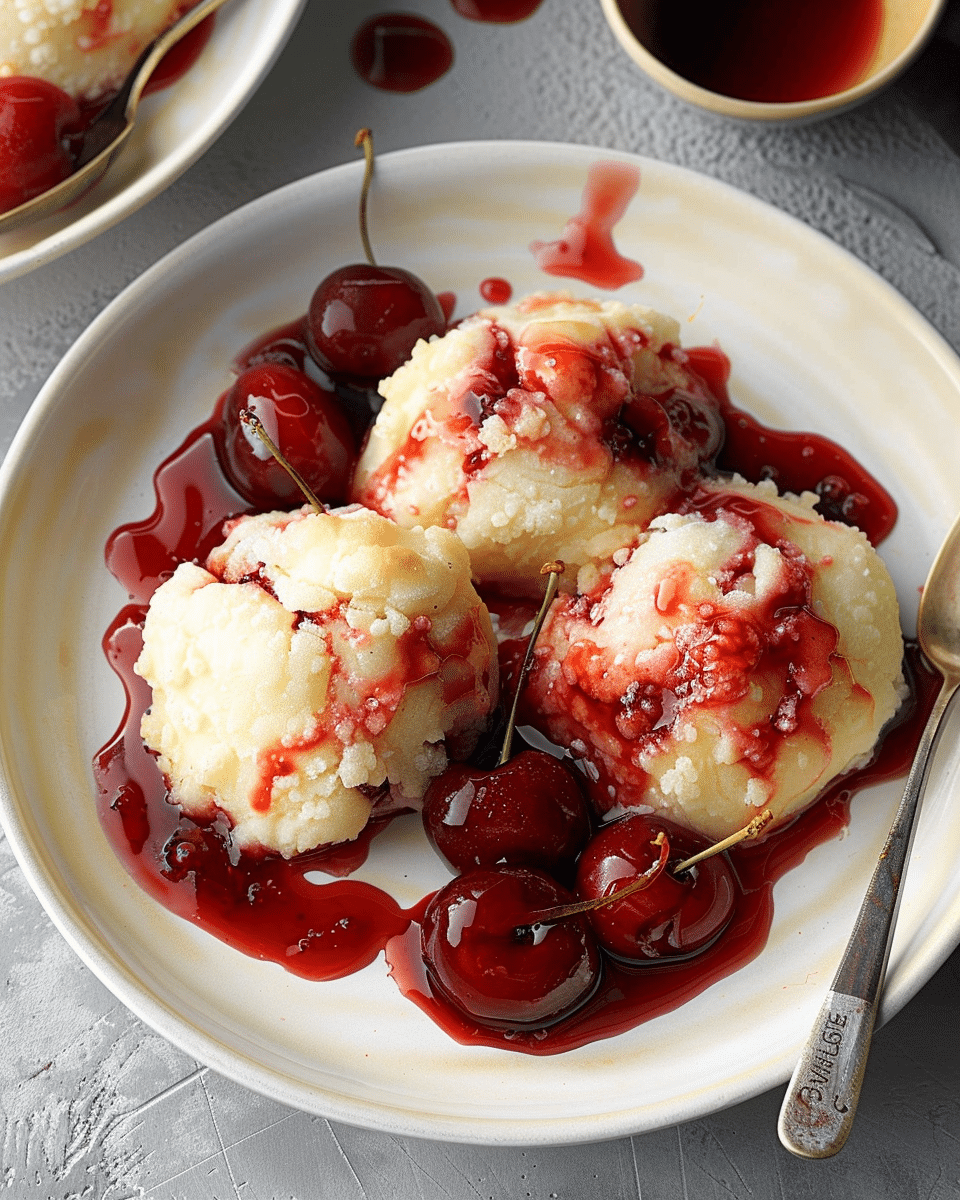 Amaretto Cherries with Dumplings