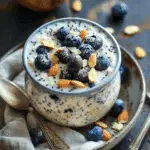 Blueberry Overnight Oats with Greek Yogurt & Almonds Recipe