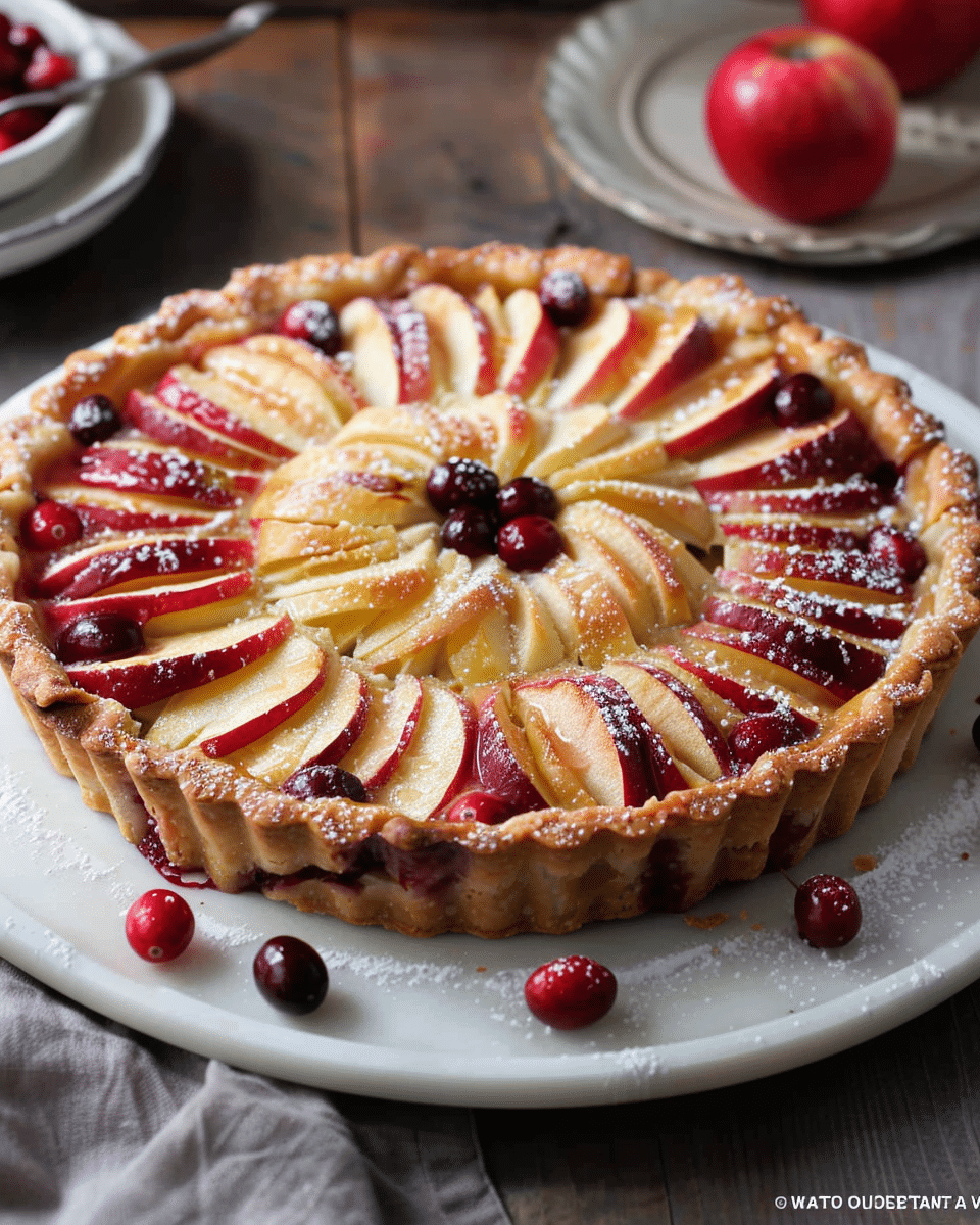 Apple Frangipane Tart with Cranberries, Orange, and Cardamom
