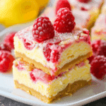 Lemon Cheesecake Bars with Sweet Raspberries