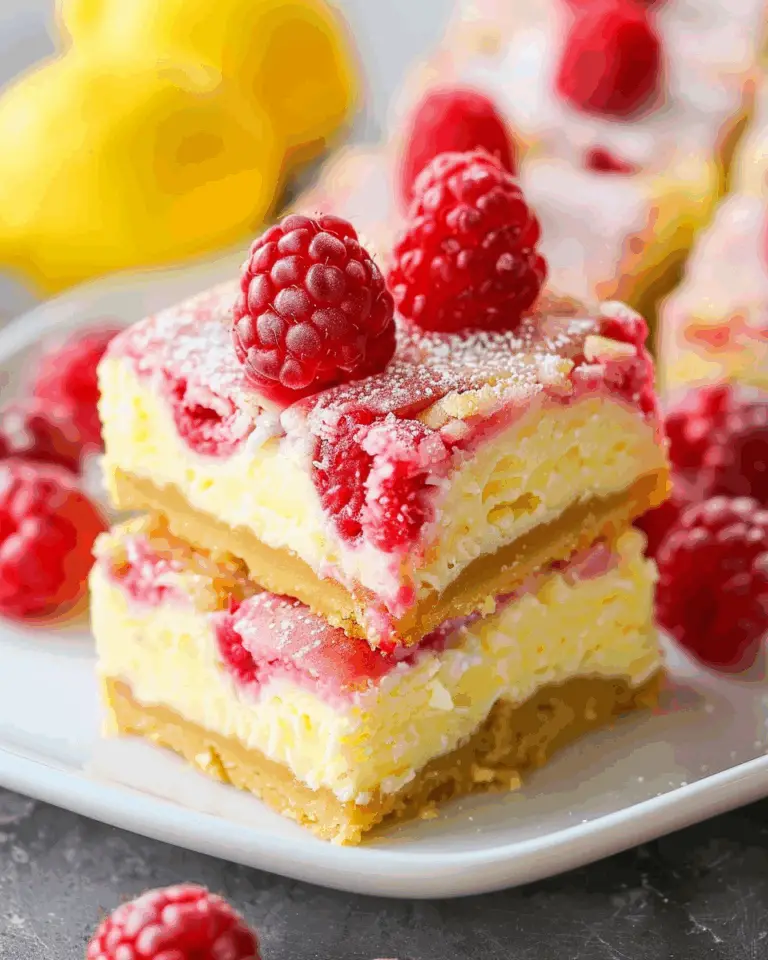 Lemon Cheesecake Bars with Sweet Raspberries