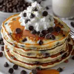 Chocolate Chip Pancakes with Whipped Cream