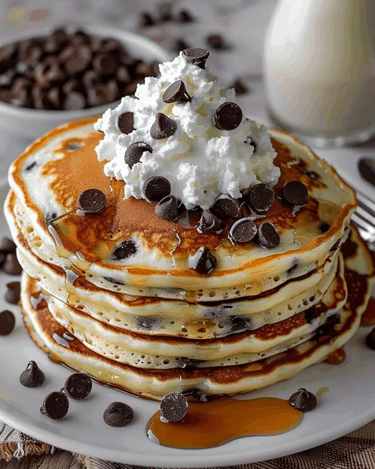 Chocolate Chip Pancakes with Whipped Cream