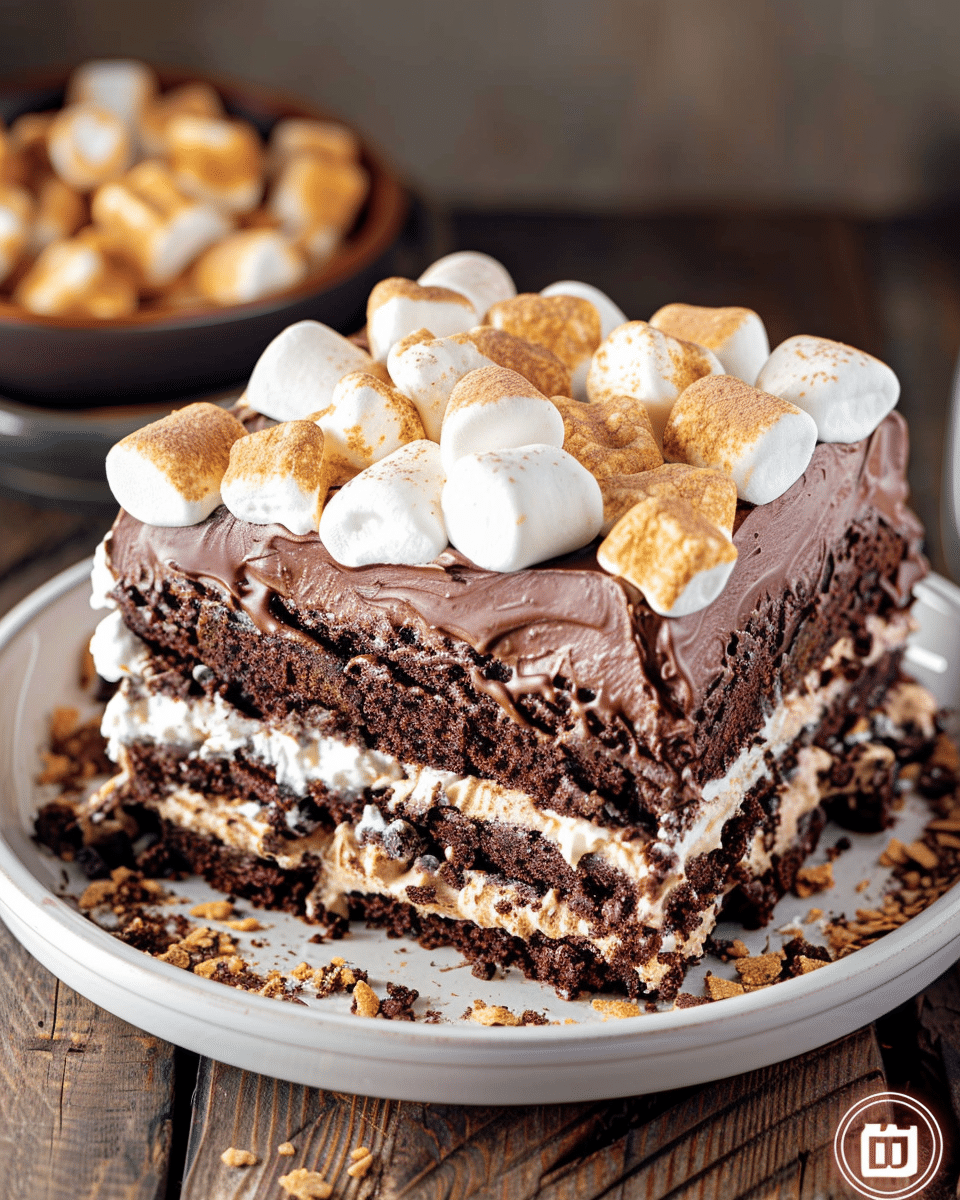 Chocolate and Marshmallow S’mores Cake