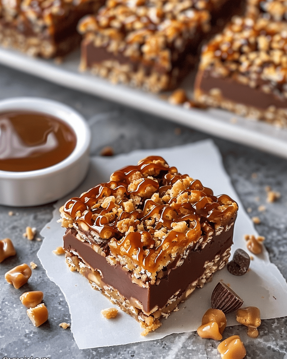 Caramel Chocolate Crunch Bars