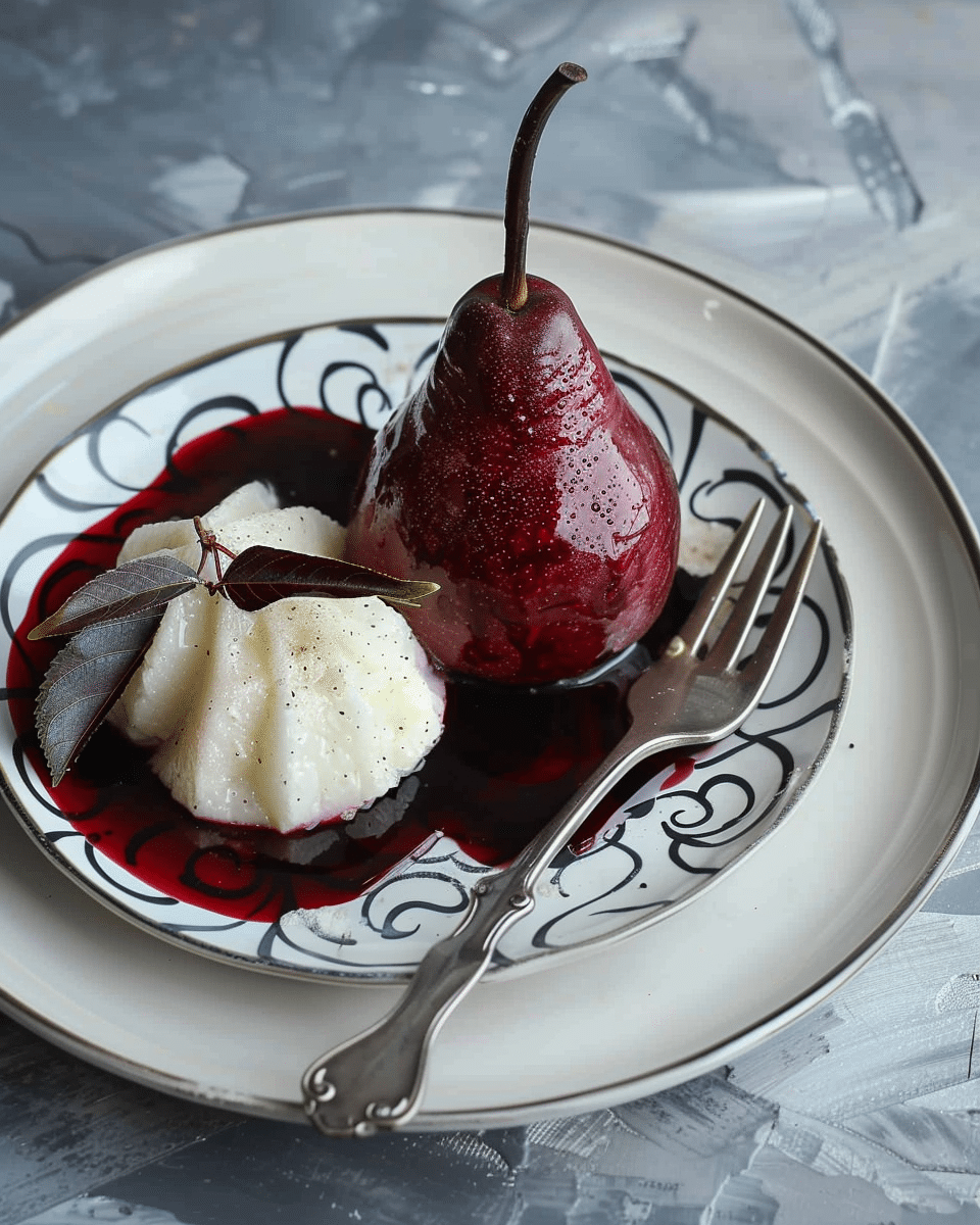 Hibiscus and Red Wine Spiced Poached Pears Recipe