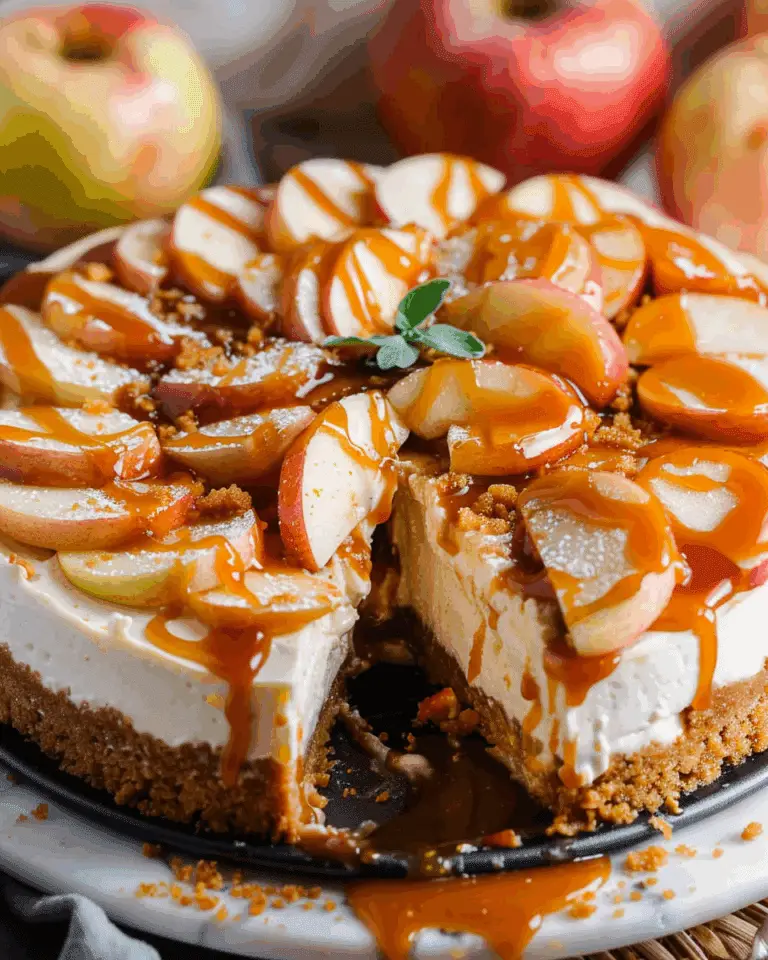No Bake Caramel Apple Cheesecake