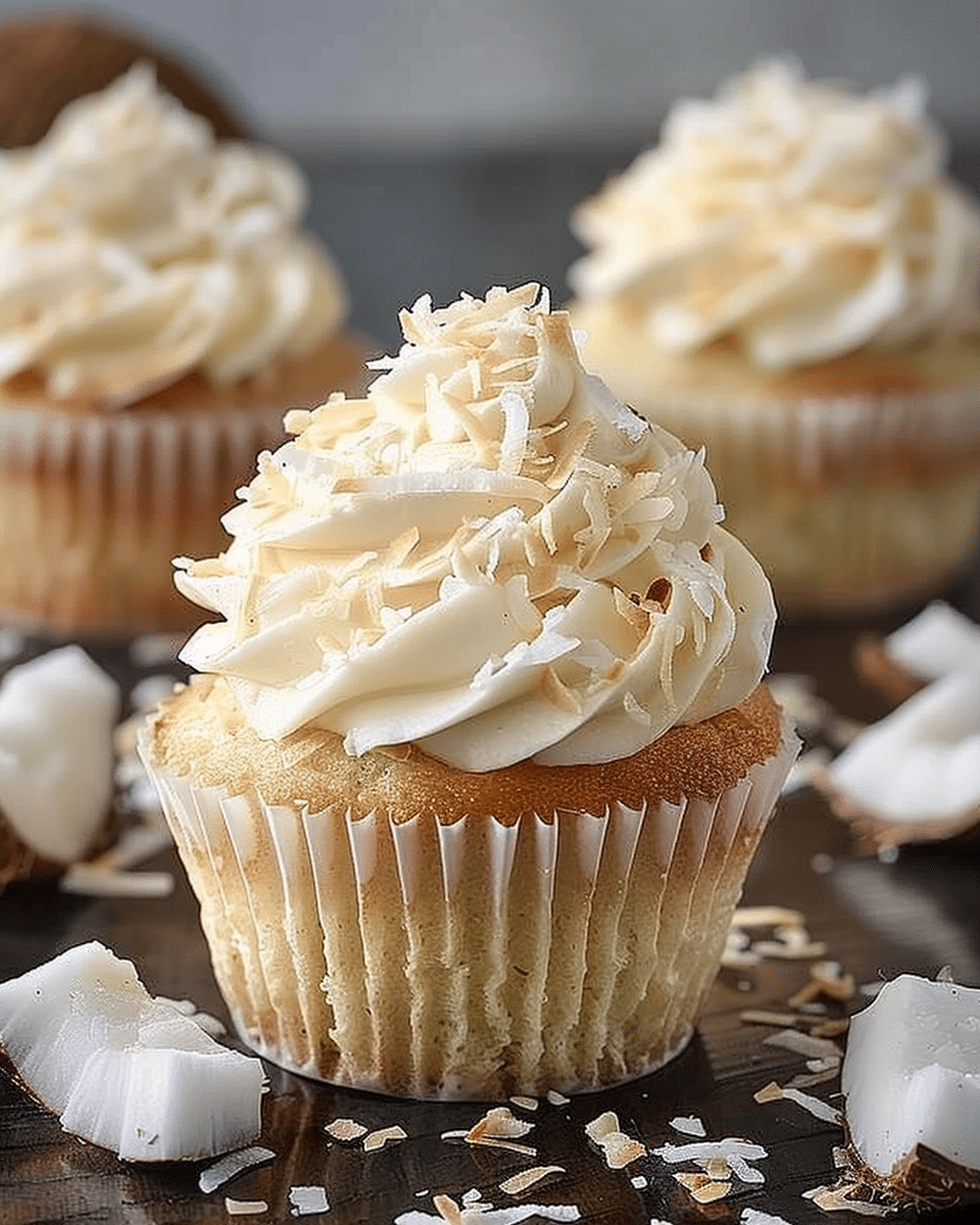 Coconut Cupcakes with Frosting